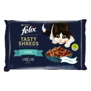 FELIX TASTY SHREDS SALMON 12(4x80gr)Pescado Gato
