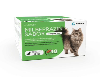 MILBEPRAZIN SABOR 16/40 mg GATOS>2KG 48 COMP